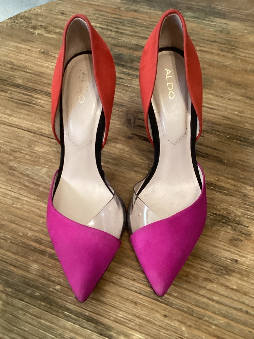 ALDO Orange and Pink Pointed D'Orsay Pumps